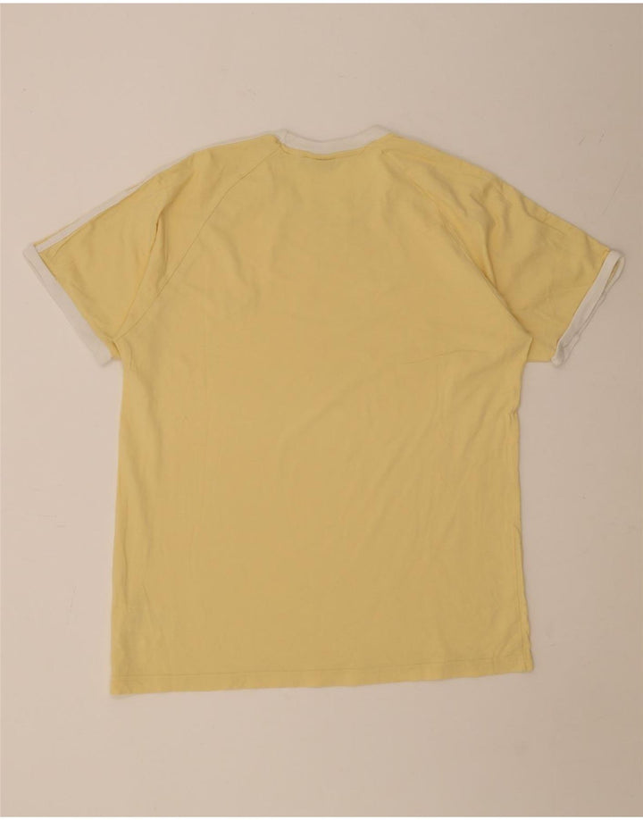Adidas Mens T-Shirt Top Large Yellow Cotton