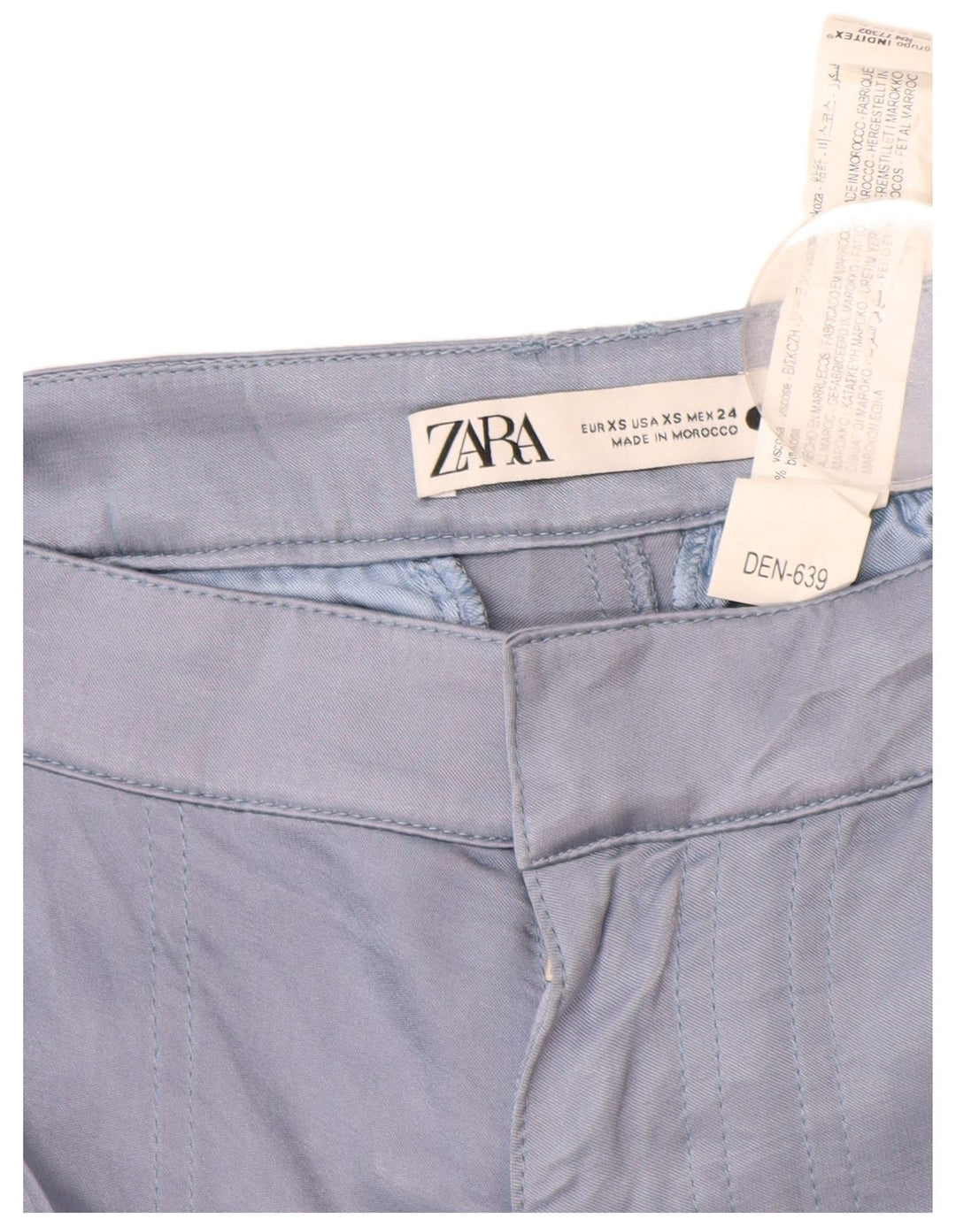 ZARA Womens Straight Cargo Trousers XS W24 L30 Blue Viscose