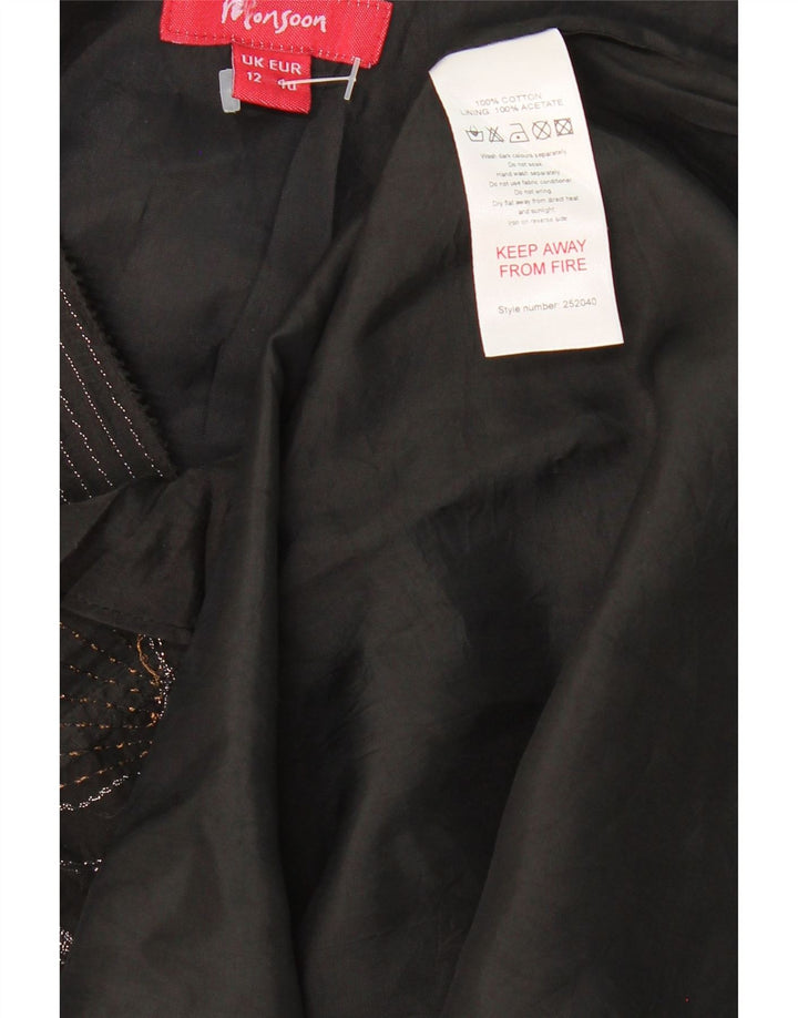 MONSOON Womens Maxi Dress UK 12 Medium  Black Floral Cotton Vintage Monsoon and Second-Hand Monsoon from Messina Hembry 