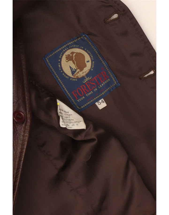 Forester Mens Leather Waistcoat IT 54 XL Brown Leather