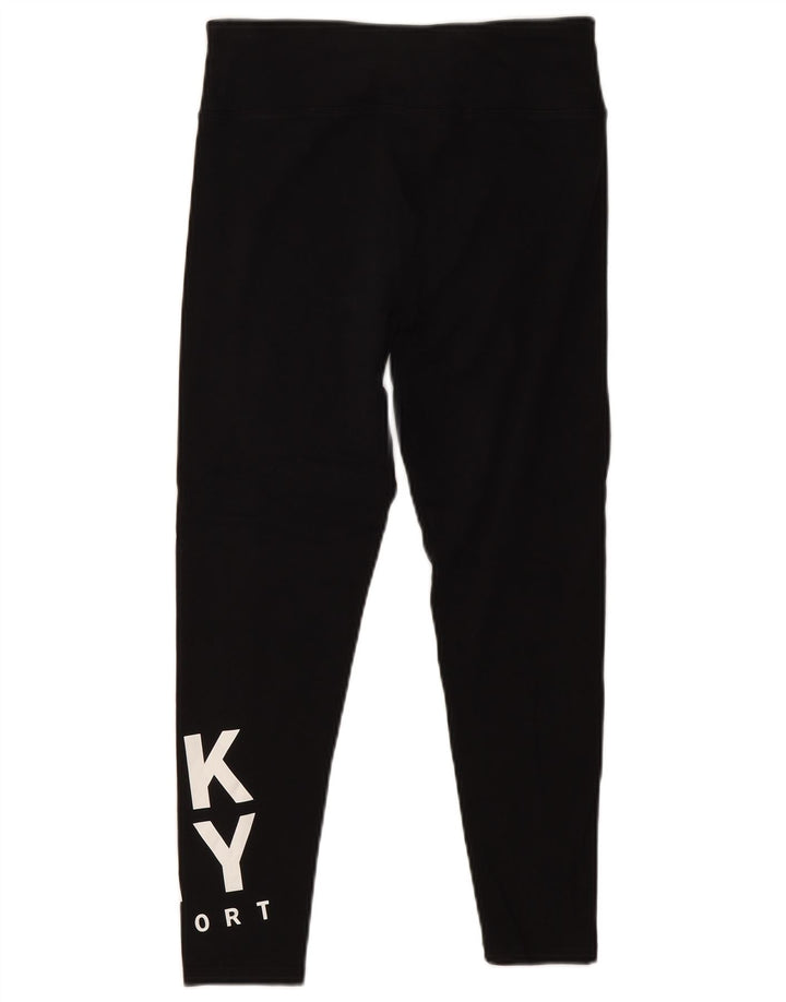 DKNY Womens Graphic Leggings UK 12 Medium  Black