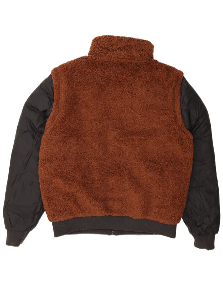 Calvin Klein Mens Reversible Padded Jacket UK 36 Small Brown Colourblock
