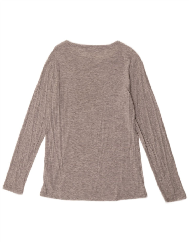 Marks & Spencer Womens Top Long Sleeve UK 14 Medium Grey Modal