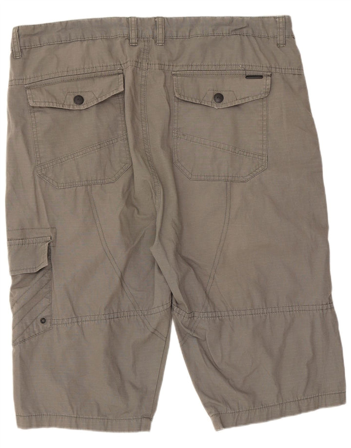 Pierre Cardin Mens Regular Fit Cargo Shorts XL W38 Grey Cotton