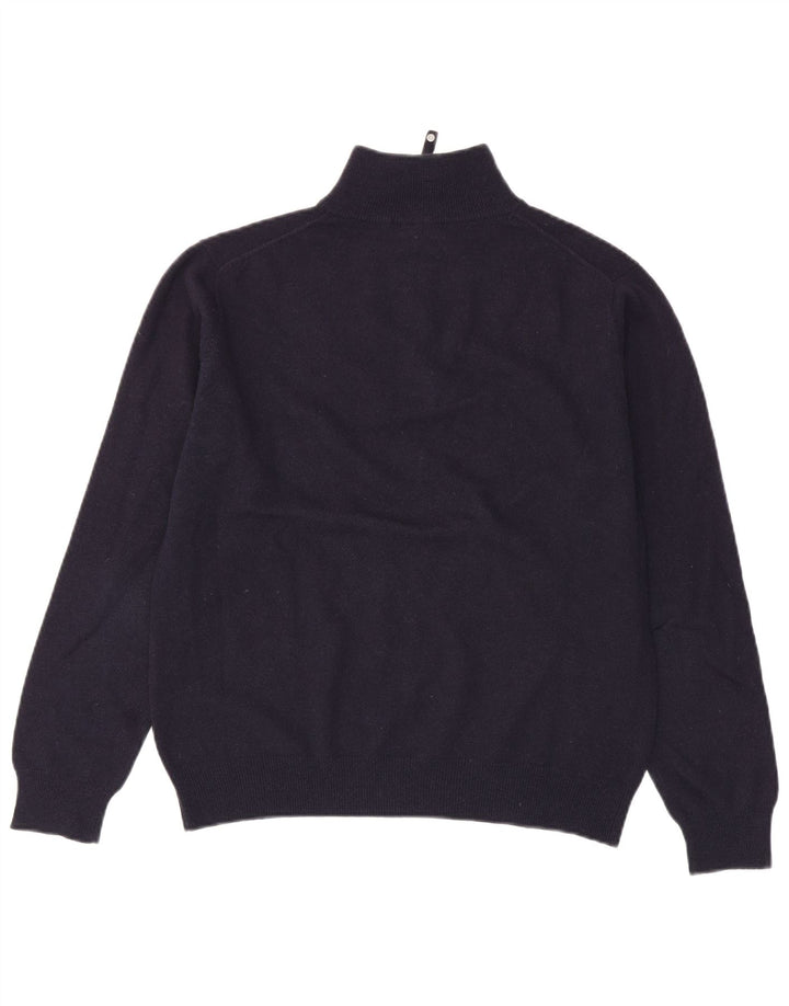 GANT Mens Zip Neck Jumper Sweater Medium Navy Blue Lambswool