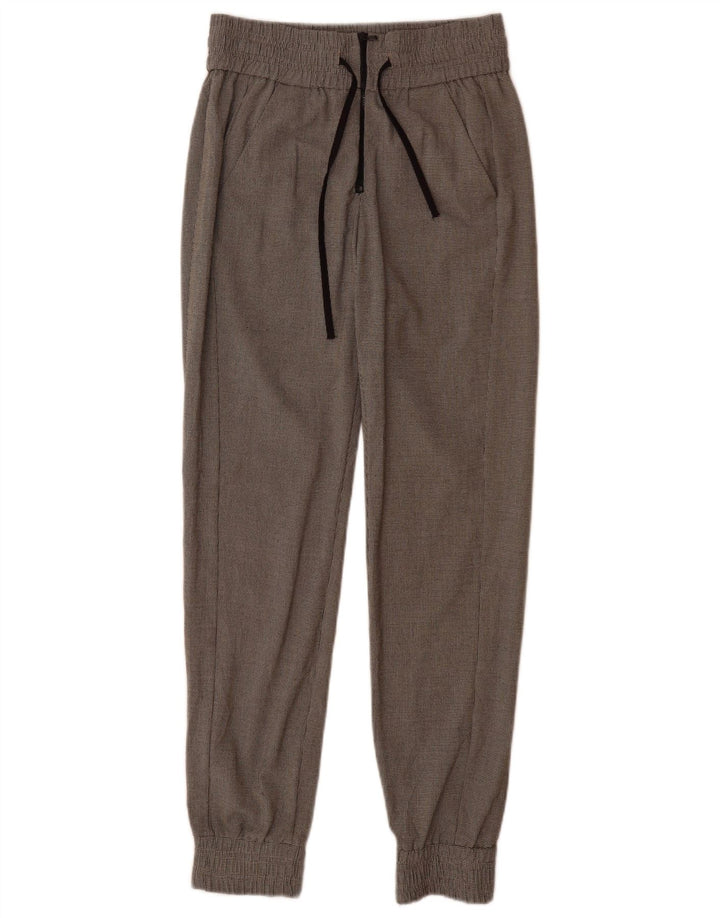 Zara Womens Joggers Chino Trousers XS W24 L30 Grey Houndstooth Polyester