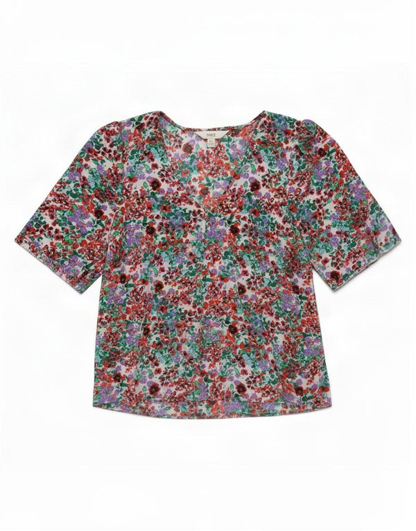 Marks & Spencer Womens Shirt Blouse UK 14 Large Multicoloured Floral