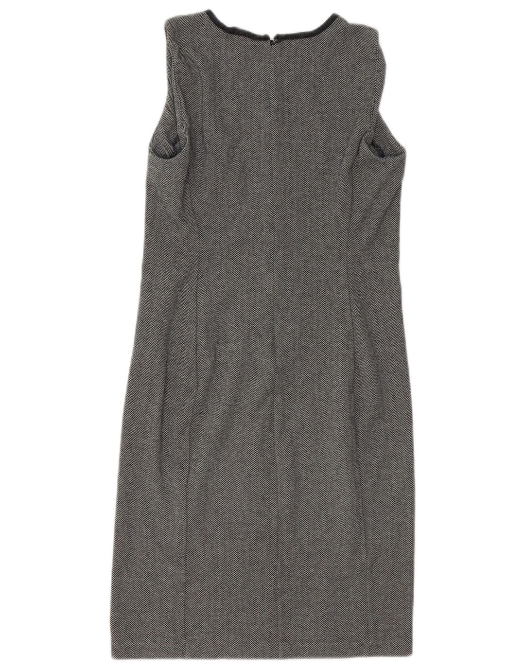 RALPH LAUREN Womens Sleeveless Sheath Dress UK 10 Small Grey Herringbone