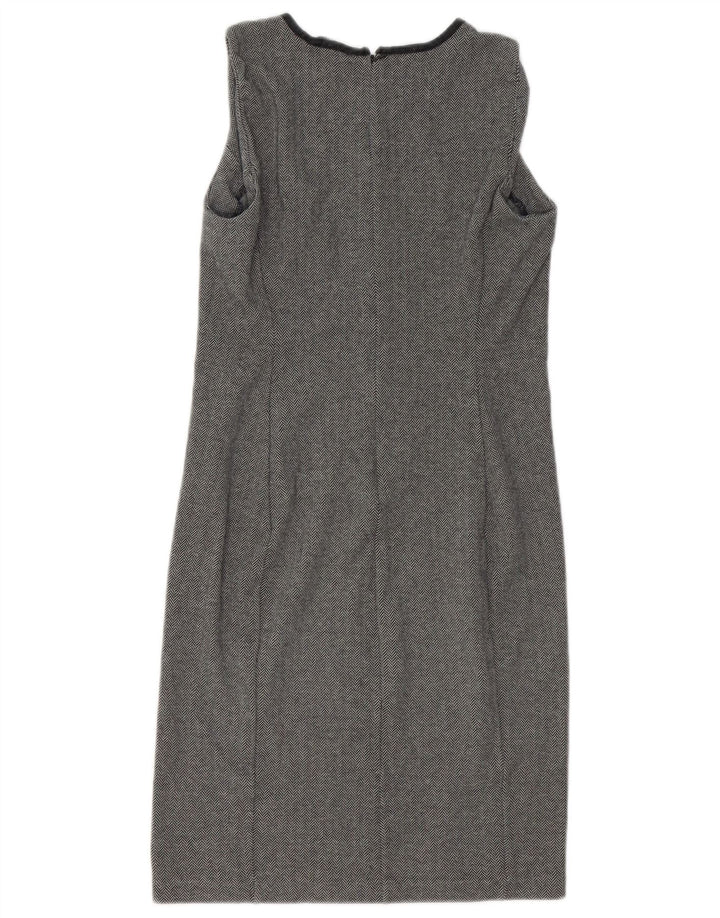 RALPH LAUREN Womens Sleeveless Sheath Dress UK 10 Small Grey Herringbone