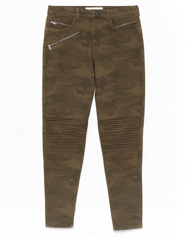 Zara Womens Skinny Casual Trousers EU 40 Medium W30 L28 Khaki Camouflage