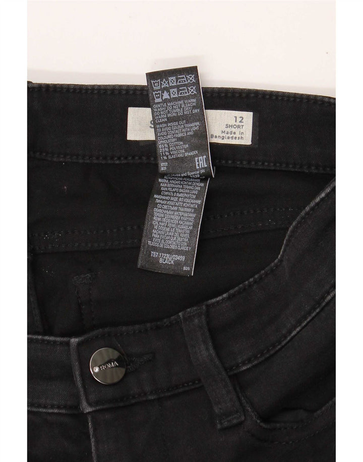 Marks & Spencer Womens Short Straight Jeans UK 12 Medium W28 L29 Black