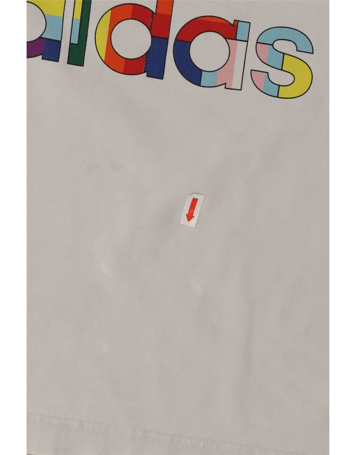 ADIDAS Mens Graphic T-Shirt Top Small Off White Cotton
