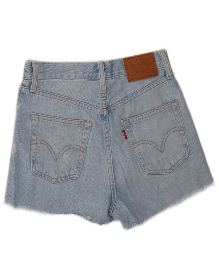 Levi's Womens Ribcage Distressed Denim Shorts W24 XS Blue Cotton