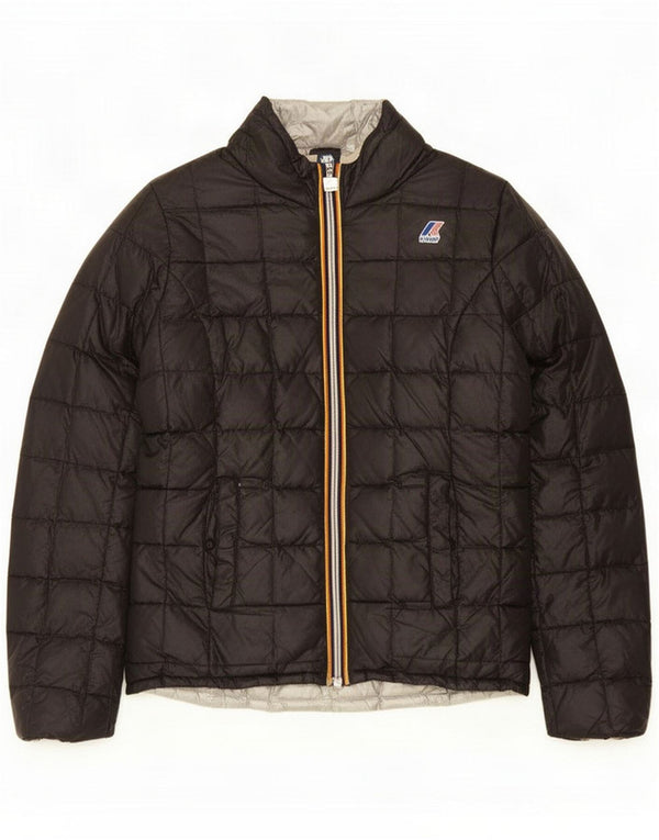 K-Way Boys Hooded Padded Jacket 8-9 Years Black Polyester