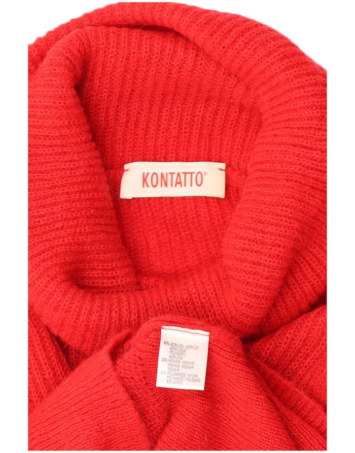 Kontatto Womens Roll Neck Jumper Sweater UK 12 Medium Red Acrylic