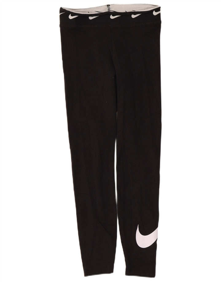 Nike Womens Graphic Leggings UK 10 Small Black Cotton