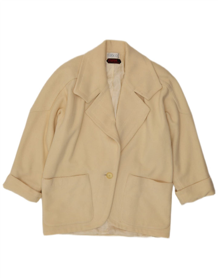 Vintage Womens 1 Button Blazer Jacket UK 18 XL Beige Wool