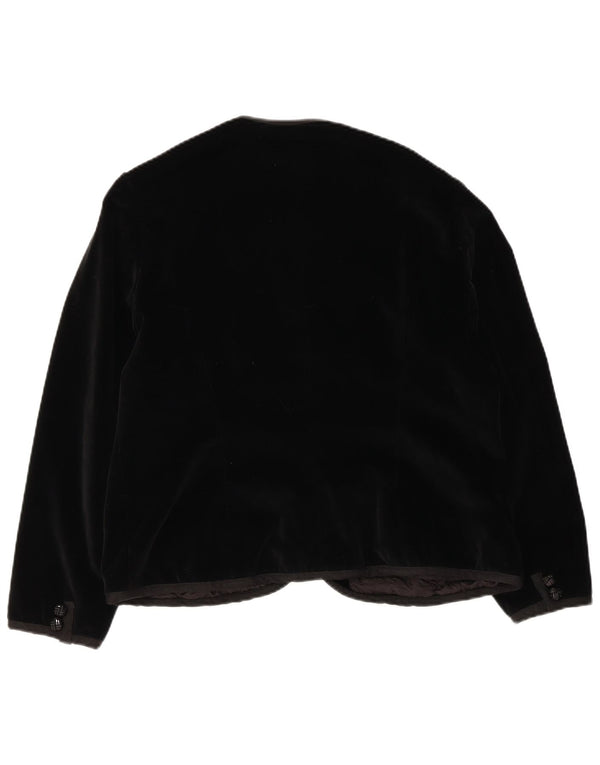 Vintage Womens 5 Button Velvet Blazer Jacket UK 14 Medium Black