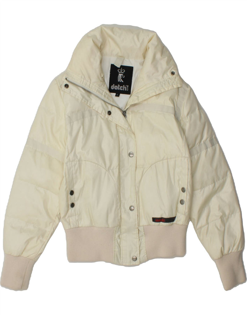 DATCH Womens Padded Bomber Jacket UK 16 Large White Vintage Datch and Second-Hand Datch from Messina Hembry 
