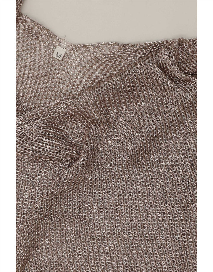 Vintage Womens Crochet Vest Top UK 12 Medium Silver