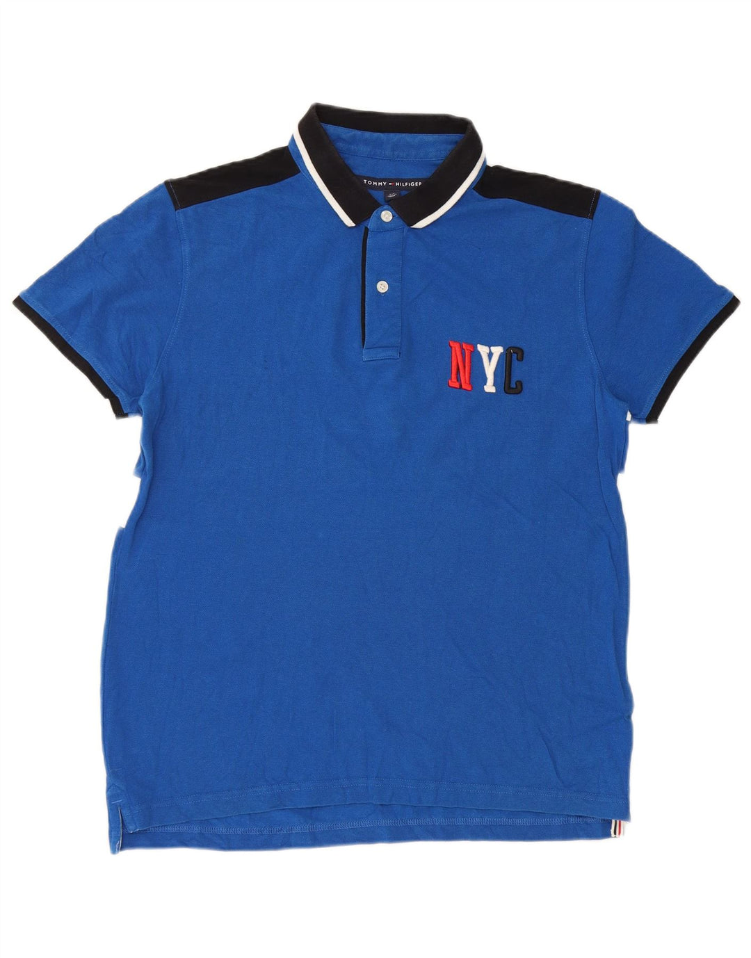 Tommy Hilfiger Mens Custom Fit Polo Shirt Small Blue Colourblock