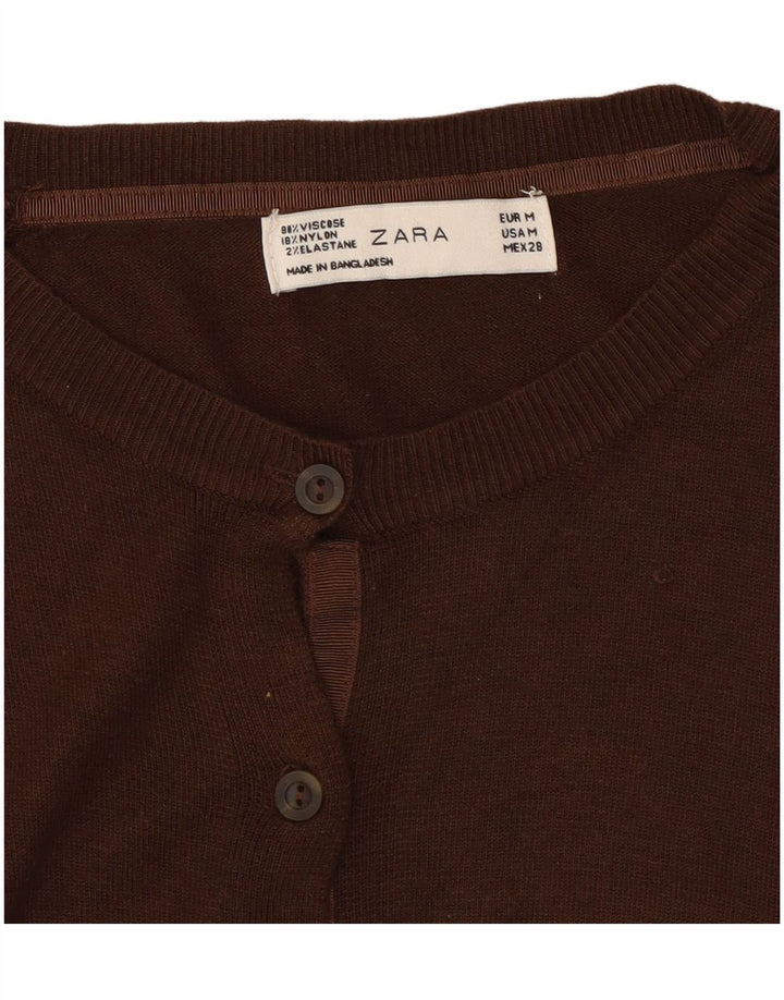 Zara Womens Cardigan Sweater UK 14 Medium Brown