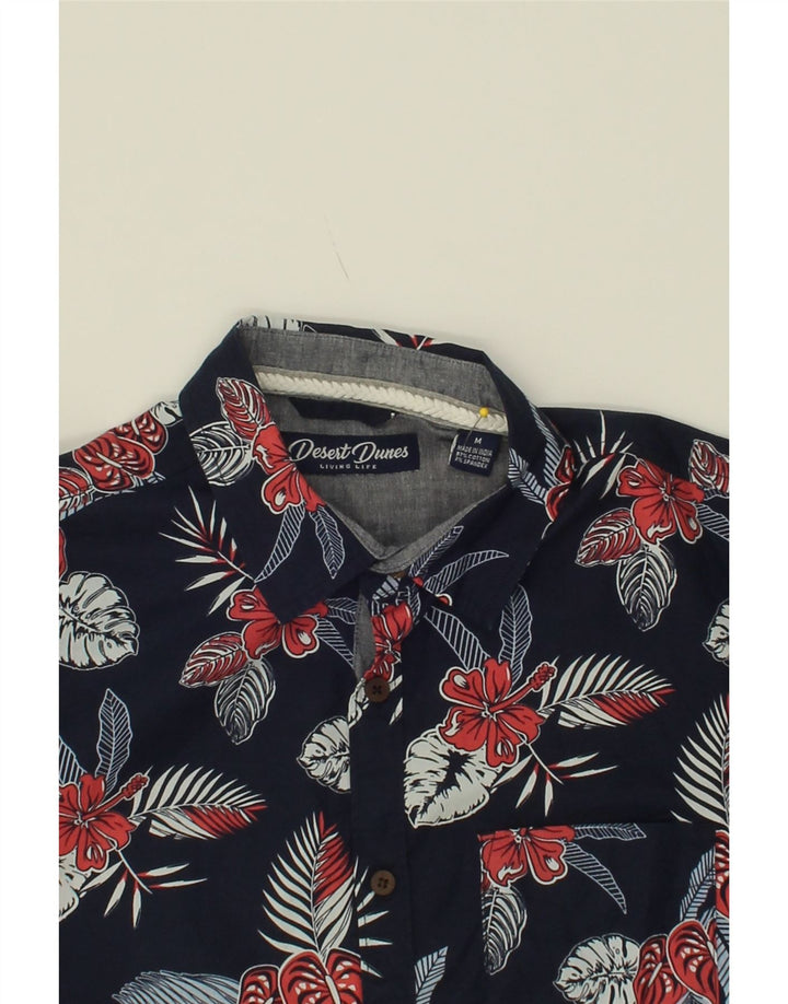 DESERT DUNES Mens Short Sleeve Shirt Medium Navy Blue Floral Cotton Vintage Desert Dunes and Second-Hand Desert Dunes from Messina Hembry 