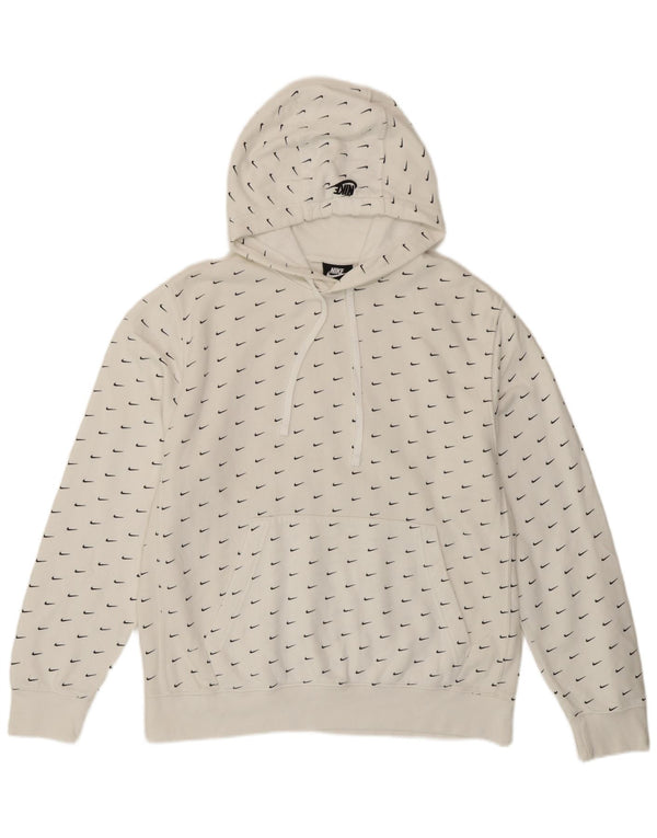 Nike Mens Graphic Hoodie Jumper Medium White Cotton