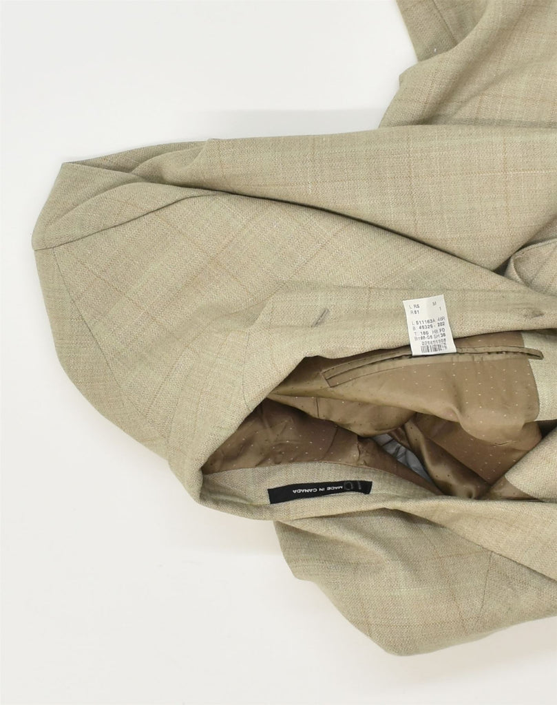 CALVIN KLEIN Mens 3 Button Blazer Jacket IT 46 Small Beige Check Wool | Vintage Calvin Klein | Thrift | Second-Hand Calvin Klein | Used Clothing | Messina Hembry 