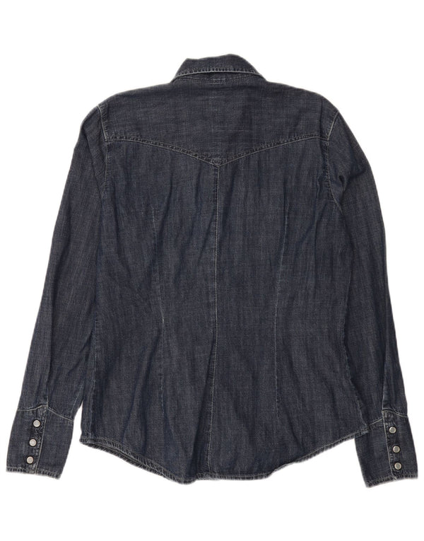 Carrera Womens Denim Shirt UK 16 Large Navy Blue Cotton