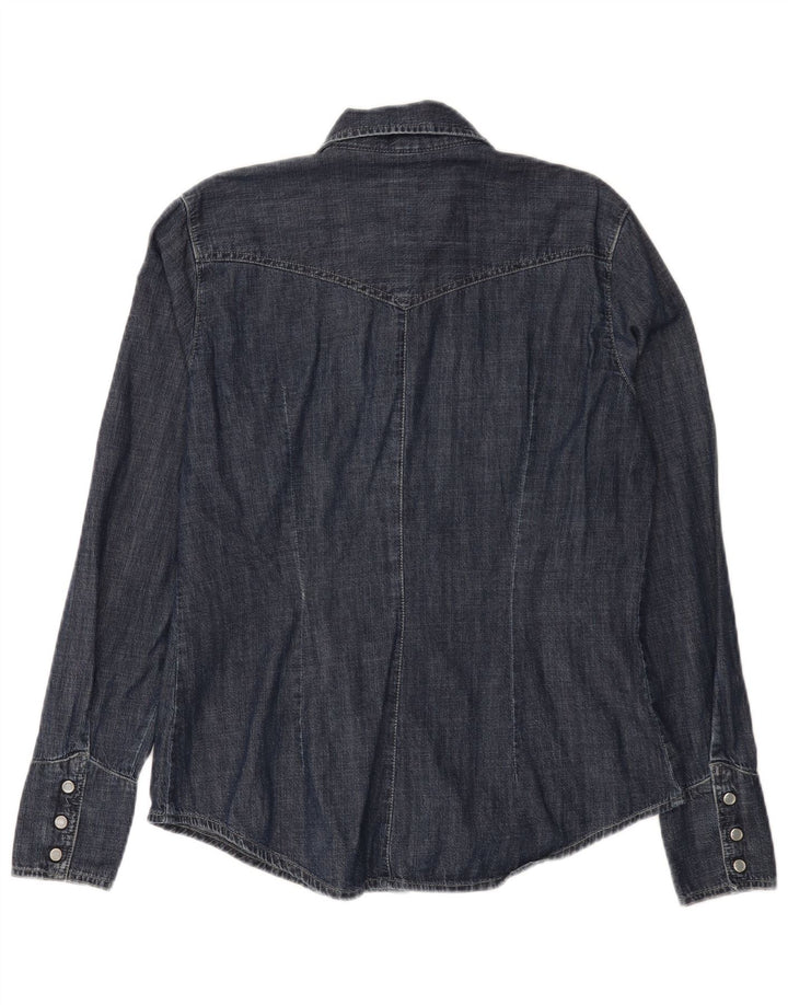 Carrera Womens Denim Shirt UK 16 Large Navy Blue Cotton