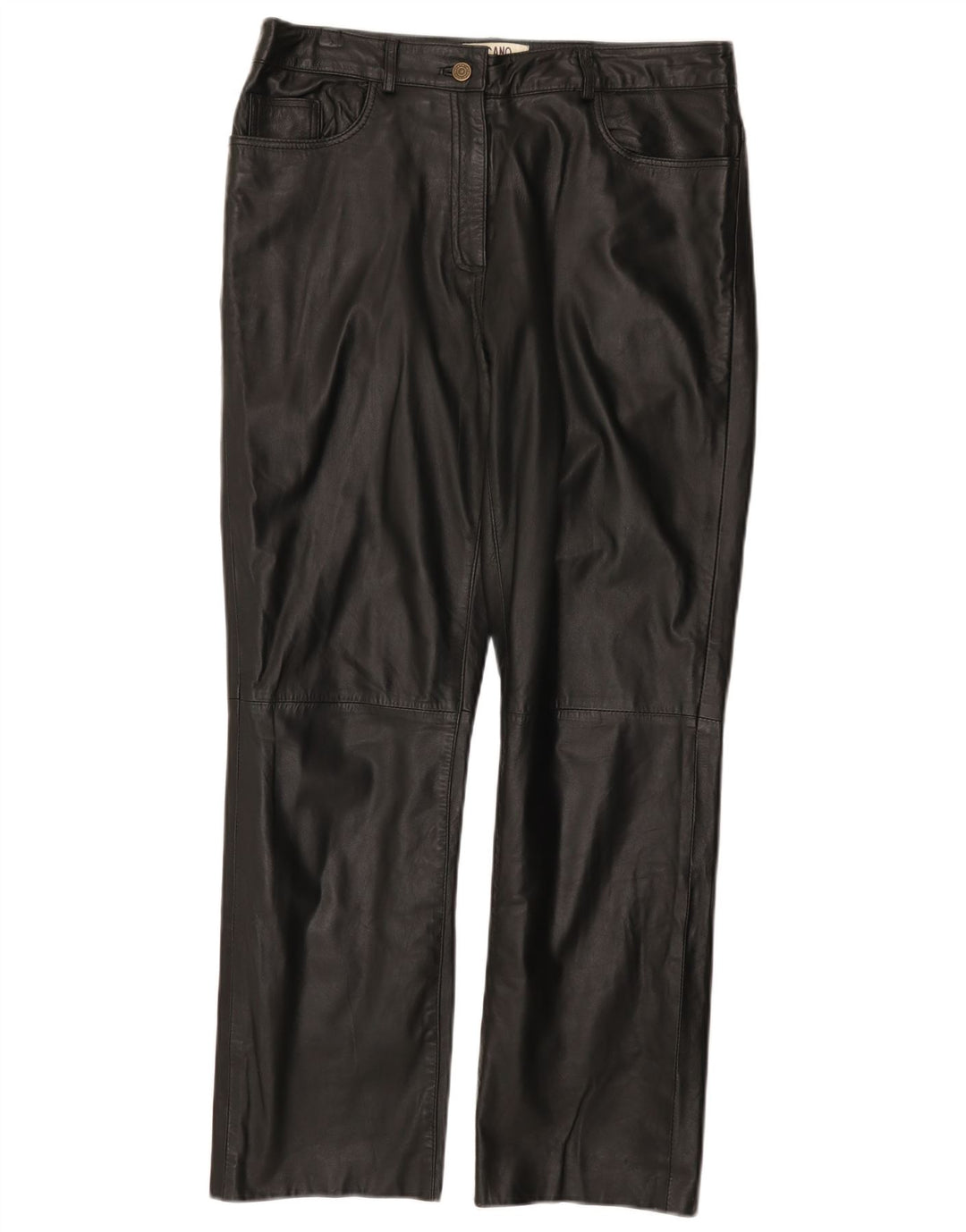 Ricano Womens Straight Leather Trousers W34 L30 Black Leather