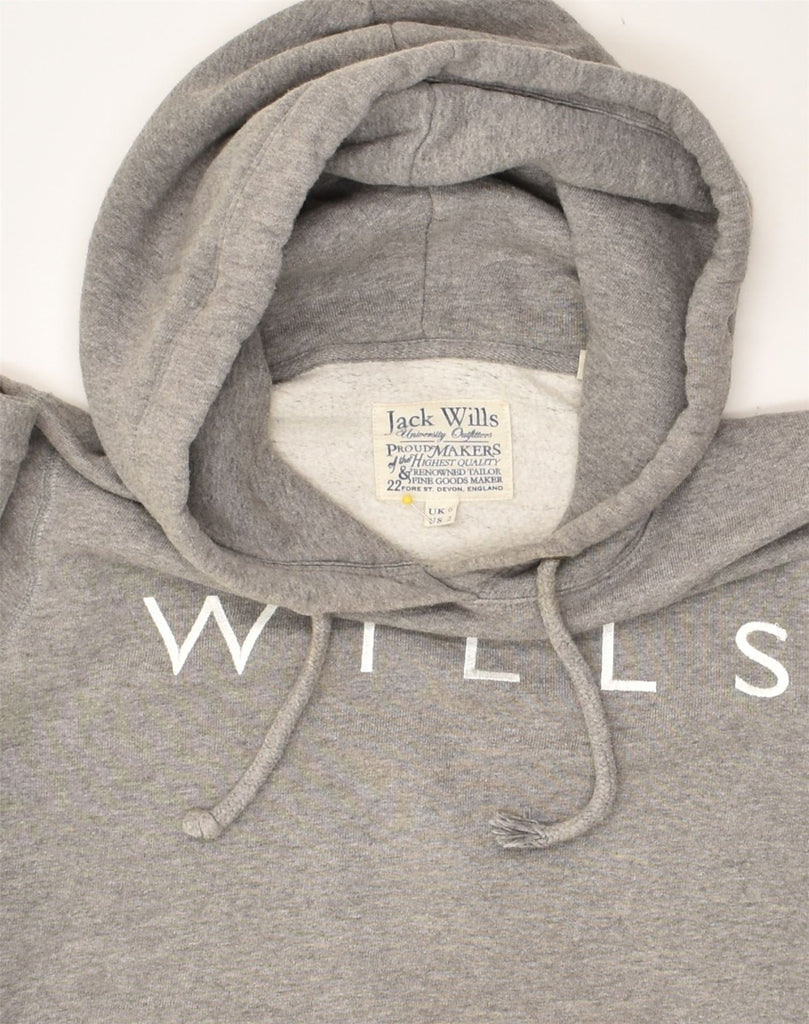 JACK WILLS Womens Graphic Hoodie Jumper UK 6 XS  Grey | Vintage Jack Wills | Thrift | Second-Hand Jack Wills | Used Clothing | Messina Hembry 