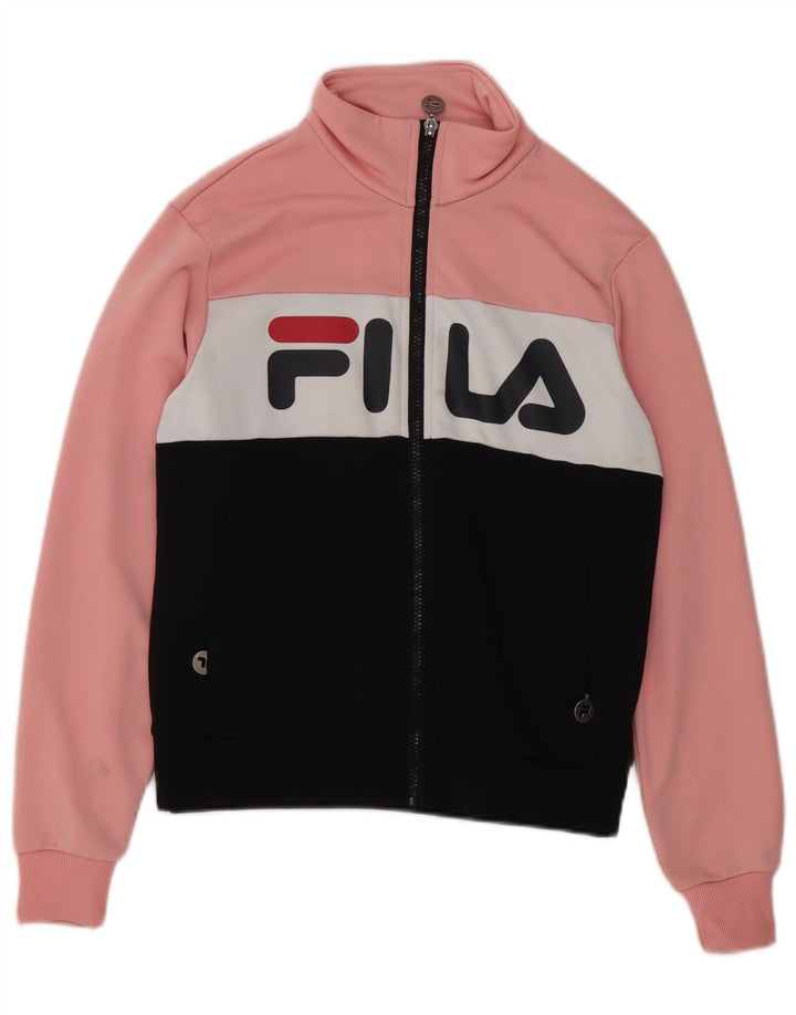 Fila Womens Graphic Tracksuit Top Jacket UK 6 XS Multicoloured Colourblock