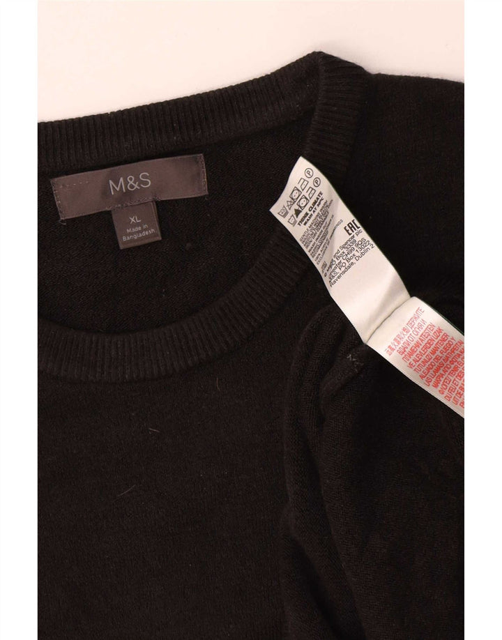 Marks & Spencer Mens Crew Neck Jumper Sweater XL Black Acrylic