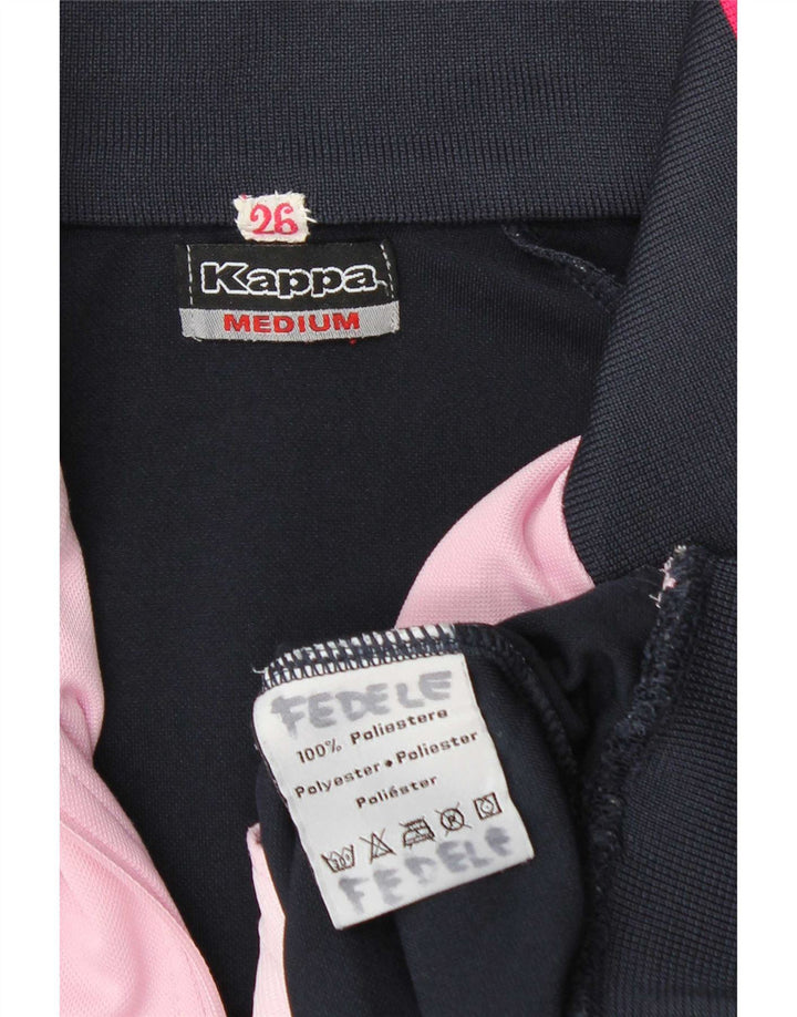 Kappa Womens Tracksuit Top Jacket UK 14 Medium Navy Blue Colourblock