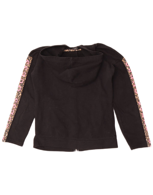 Guess Womens Graphic Zip Hoodie Sweater UK 6 XS Black Animal Print