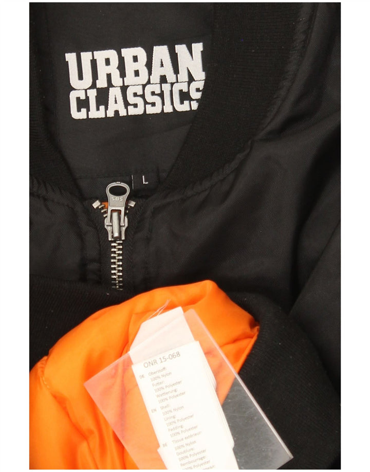 Urban Classics Mens Bomber Jacket UK 40 Large Black Nylon