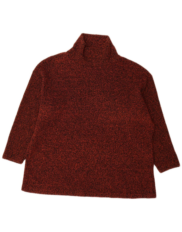 Marks & Spencer Womens Turtle Neck Jumper Sweater UK 22 3XL Maroon Flecked