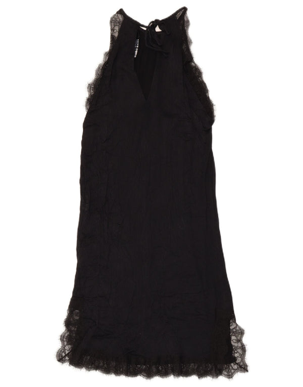 Zara Womens Slip Dress UK 4 XS Navy Blue Floral Polyamide