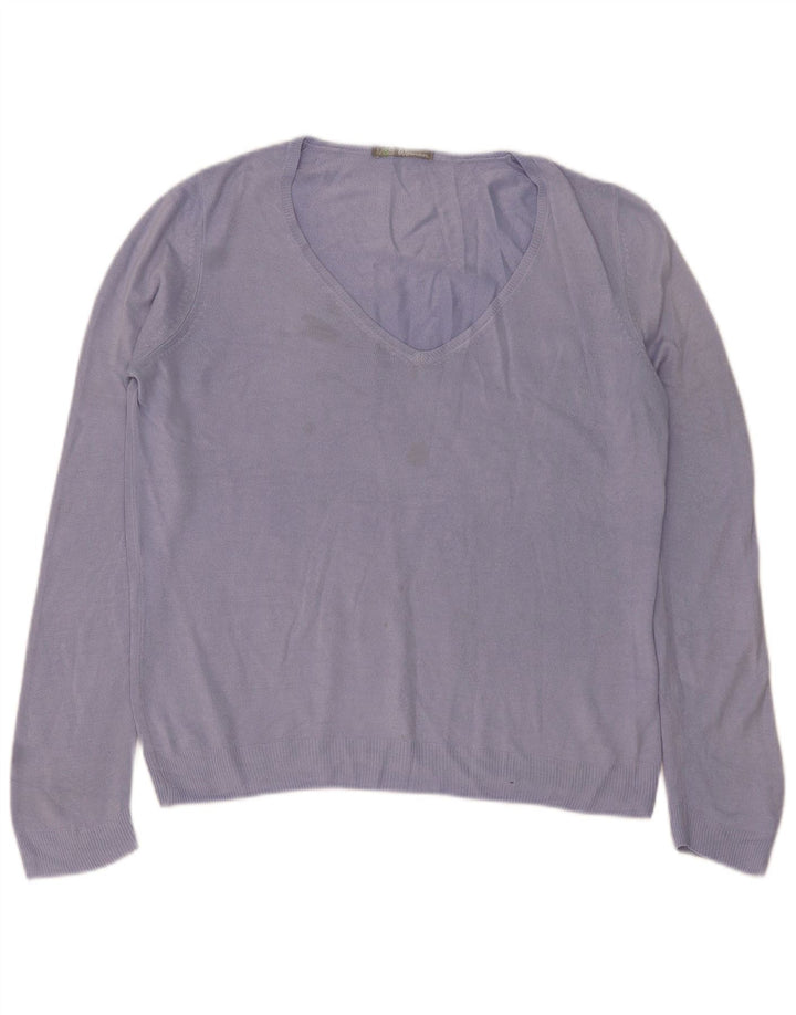 Marks & Spencer Womens V-Neck Jumper Sweater UK 16 Large Purple