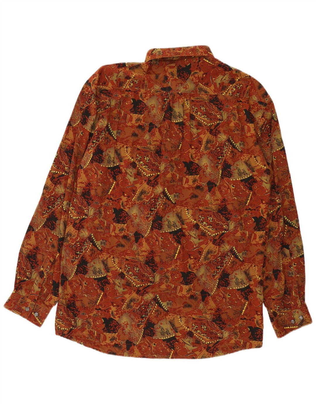 Walter Wolf Mens Abstract Pattern Shirt Size 40 Medium Brown Viscose