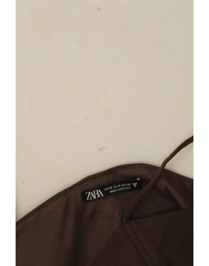Zara Womens Crop Cami Top UK 12 Medium Brown