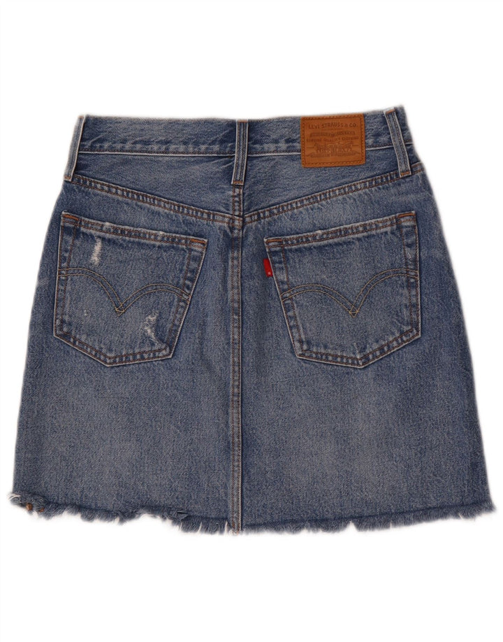 Levi's Womens Distressed Denim Skirt W27 Small Blue Cotton