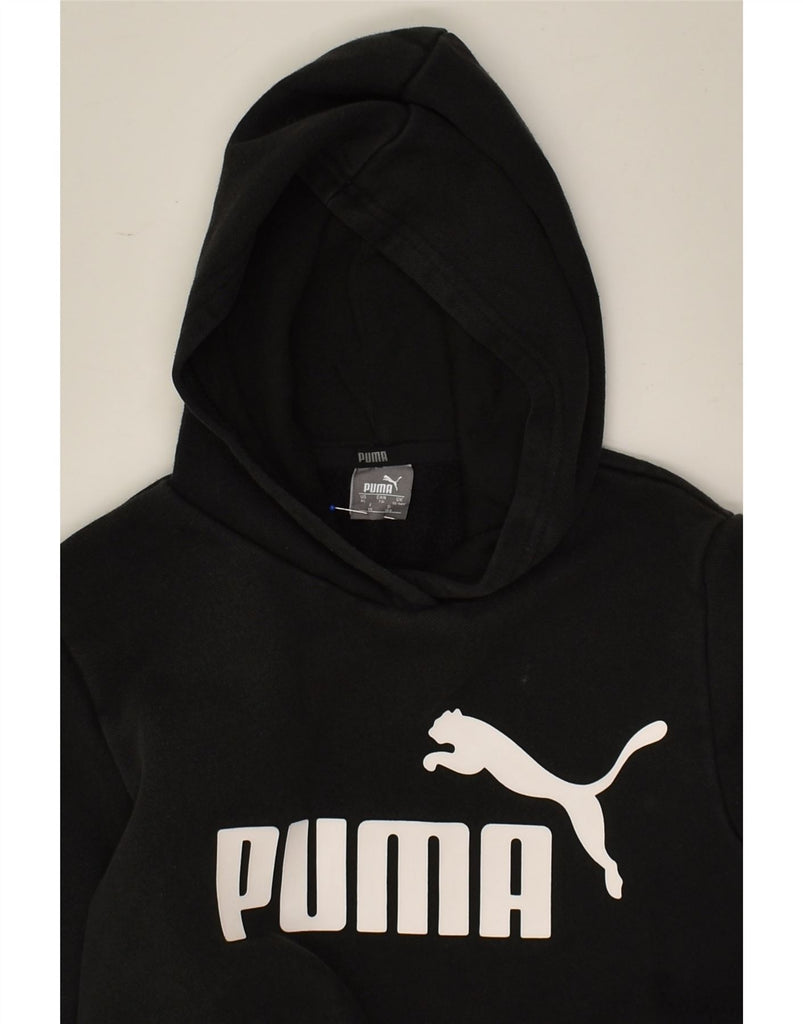 PUMA Boys Graphic Hoodie Jumper 13-14 Years Black Cotton | Vintage Puma | Thrift | Second-Hand Puma | Used Clothing | Messina Hembry 