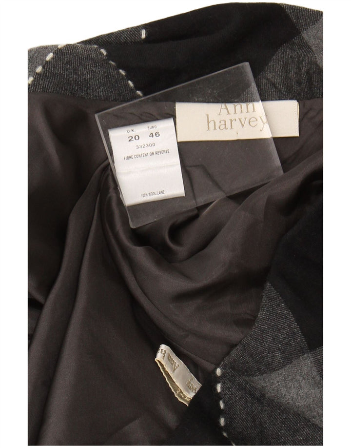 ANN HARVEY Womens A-Line Skirt UK 20 2XL W38  Grey Check Wool