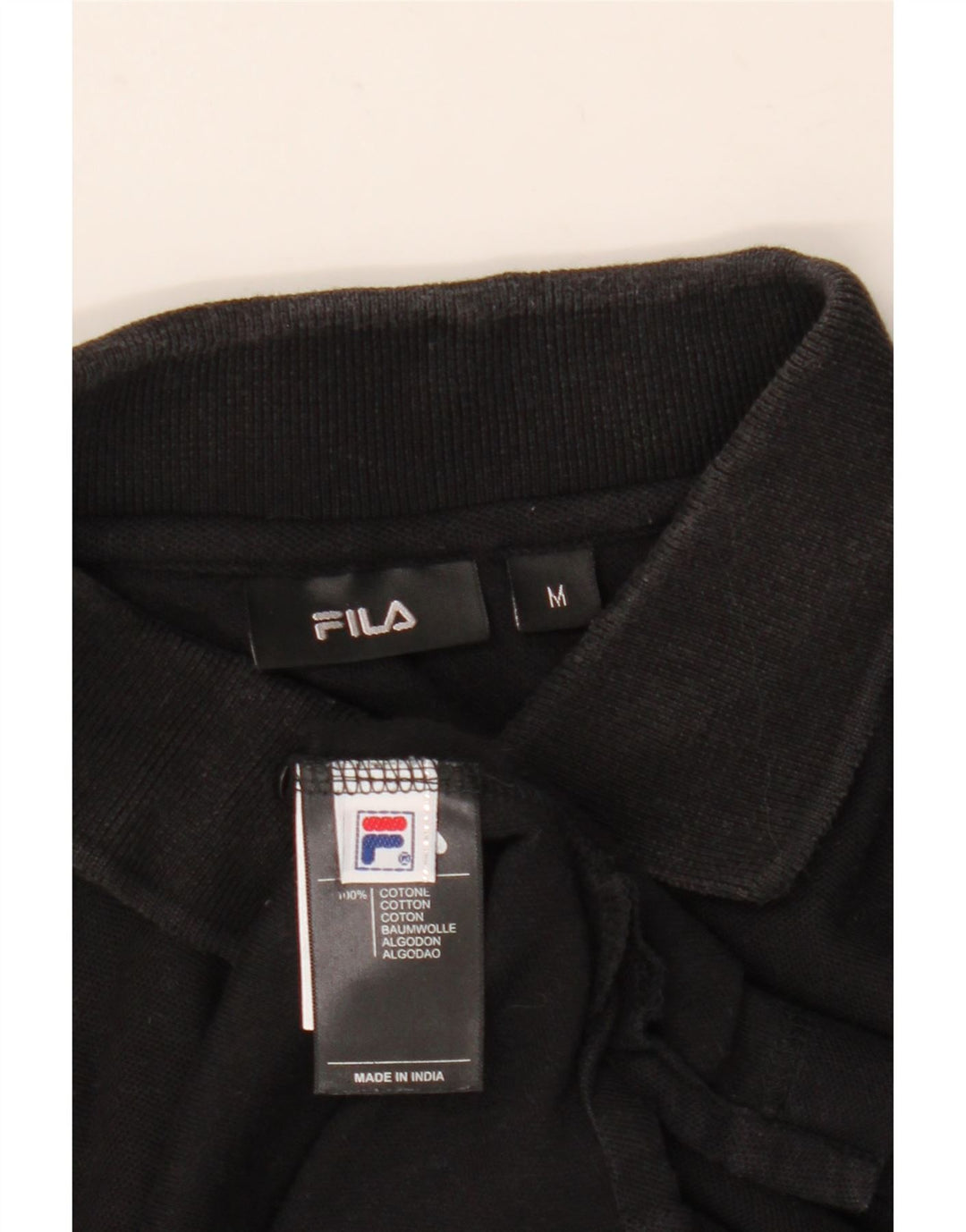 Fila Mens Long Sleeve Polo Shirt Medium Black Cotton