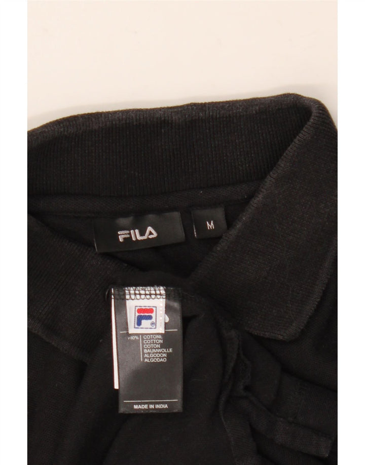 Fila Mens Long Sleeve Polo Shirt Medium Black Cotton