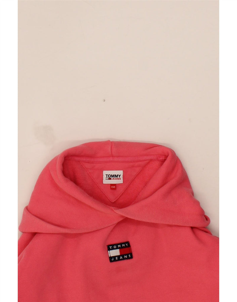TOMMY HILFIGER Womens Oversized Hoodie Jumper UK 2 2XS Pink Cotton Vintage Tommy Hilfiger and Second-Hand Tommy Hilfiger from Messina Hembry 
