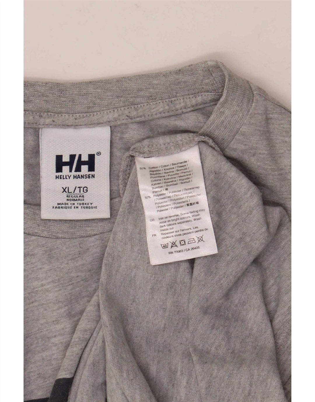 Helly Hansen Mens Graphic T-Shirt Top XL Grey Cotton